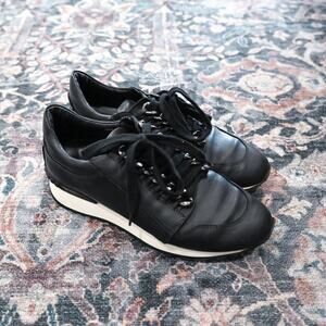 Casadei Size 38 Leather Lace Up Sneakers with Chain Detail US8